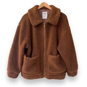 Garage Teddy Jacket | Women’s Size M-L Medium Large | Color: Brown | $20